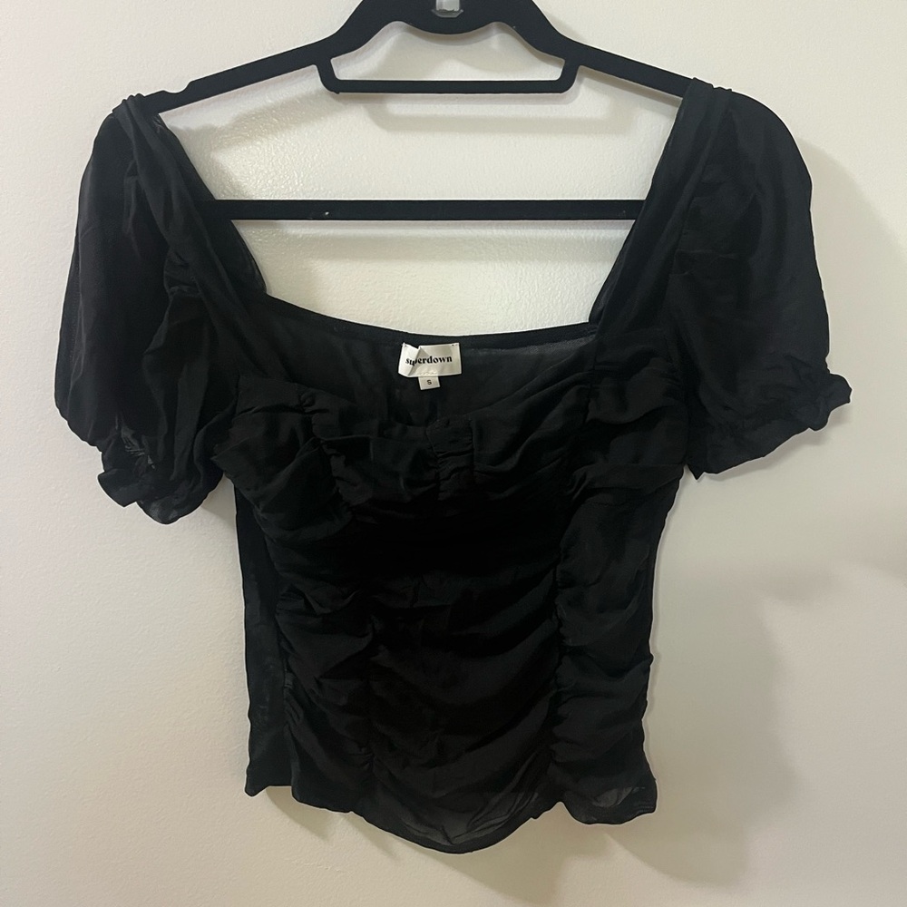 Black Puff Sleeve Top